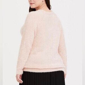 Torrid Fuzzy Soft Eyelash Blush/Light Pink Pullover Scoop Neck Sweater Size 2x